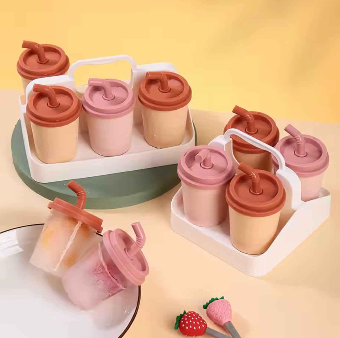 Milk Tea Cup Ice Mold, Creative Popsicle Ice Mold, Wovilon Creative Popsicle Mold, 6 Grid Plastic Popsicle Ice Mold Milk Tea Cup Ice Mold, Creative Popsicle Ice Mold, Wovilon Creative Popsicle Mold, 6 Grid Plastic Popsicle Ice Mold